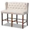 Baxton Studio Alira Beige Upholstered Walnut Wood Button Tufted Bar Stool Bench 160-9947 - alternate 1